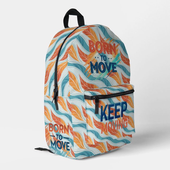 Mochila Impresa Born to Move – Modern Energetic Typography (Esquina izquierda trasera)