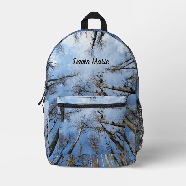 Mochila Impresa Bosque a través de los árboles personalizado (Anverso)