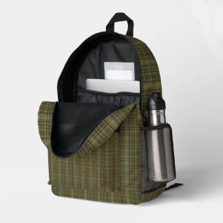 Mochila Impresa Bosque Antiguo Plaid de Tartán Verde Naranja Oxida