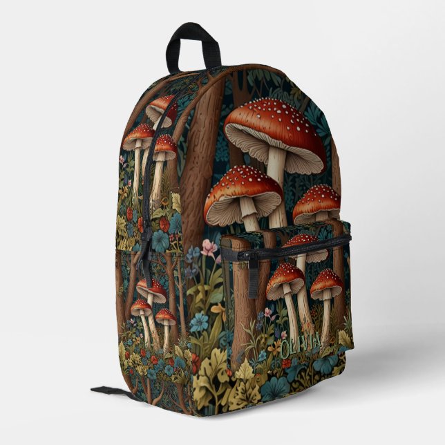Mochila Impresa Bosque de setas retro elegante (Esquina izquierda trasera)