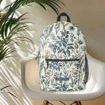 Mochila Impresa Botánica de oro y marina<br><div class="desc">Mochila de patrón botánico Gold y Navy Vintage - Abrace la serena belleza de la naturaleza con este patrón de mochila sin fisuras con exquisitos bocetos botánicos y una paleta de colores inspirada en el jardín. Este diseño aporta el encanto de un jardín floreciente.</div>