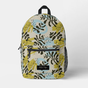 Mochila Impresa Botánico abstracto bohemio verde azul pastel