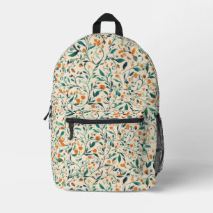 Mochila Impresa Botánico de primavera de vid naranja verde silenci