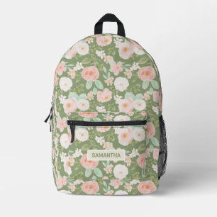 Mochila Impresa Botánico personalizado en verde salvia