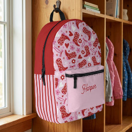 Mochila Impresa Botas y lazos de vaquera occidental lindos Retro R