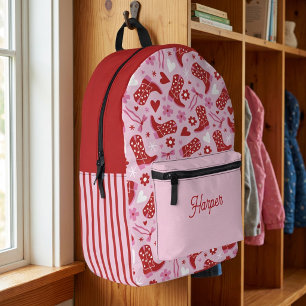 Mochila Impresa Botas y lazos de vaquera occidental lindos Retro R