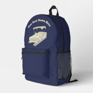 Mochila Impresa Bote de pontón azul de la marina con nombre