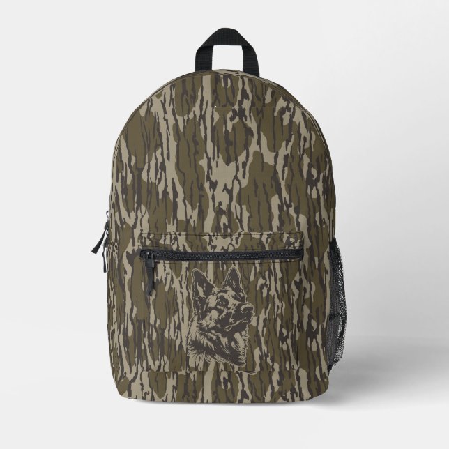 Mochila Impresa Bottomland Camo German Shepherd Silhouette (Anverso)