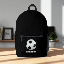 Mochila Impresa Boys Soccer Ball Black Stylish Custom Name Kids