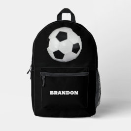 Mochila Impresa Boys Soccer Ball Black Stylish Custom Name Kids