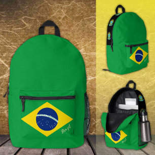 Mochila Impresa Brasil, mochila, bandera brasileña, emblema / pers
