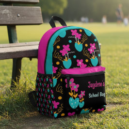 Mochila Impresa Bright Pink And Teal Whimisical