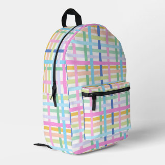 Mochila Impresa Bright Rainbow Plaid - Maximalist Gingham Girly