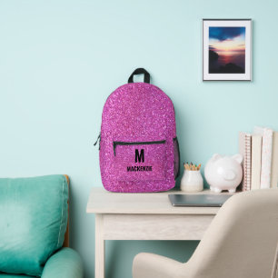 Mochila Impresa Brilla sobre un monograma Purpurina rosa por cada