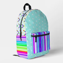 Mochila impresa brillante de color arcoiris azul
