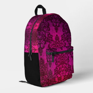 Mochila Impresa Brillante Estilo Bóhemo De Damasco Rosa Profundo