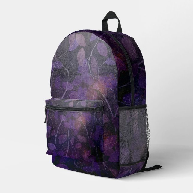 Mochila Impresa Brillo de la hoja púrpura (Esquina derecha trasera )