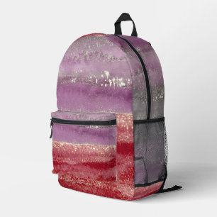 Mochila Impresa Brillo elegante morado y dorado