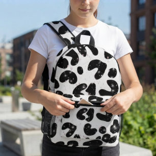 Mochila Impresa Brillo Negro Blanco Salpicado