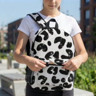 Mochila Impresa Brillo Negro Blanco Salpicado