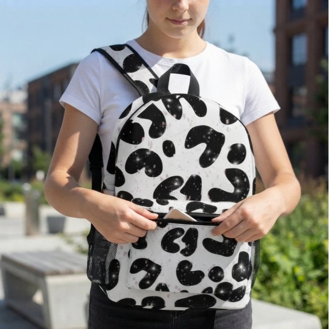 Mochila Impresa Brillo Negro Blanco Salpicado (Subido por el creador)