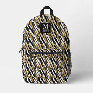 Mochila Impresa Brillo negro y dorado Patrón de animal cebra blanc