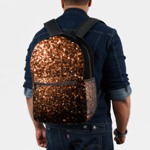 Mochila Impresa Bronce marrón brillo falso destellos y negro