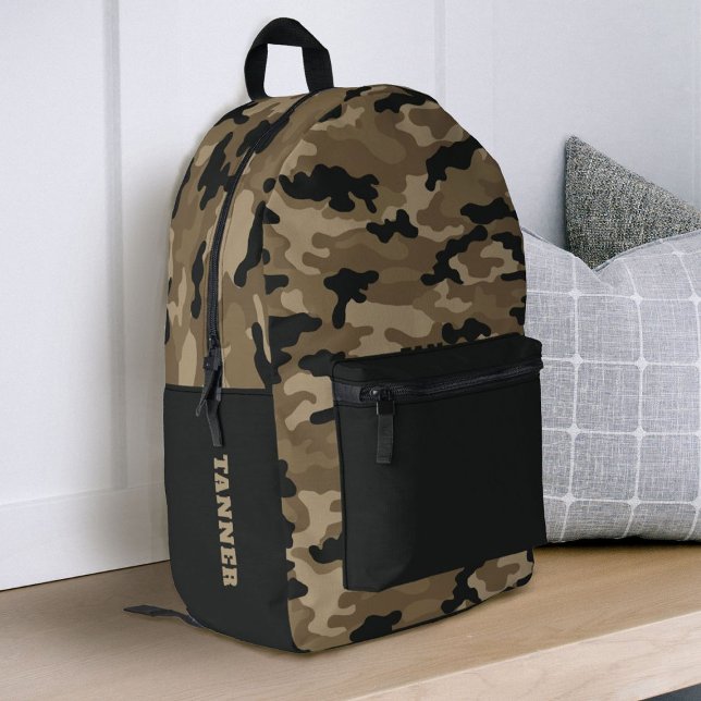 Mochila Impresa Brown Black Camoflauge Boys School (brown and black camouflage school backpack, great for back to school.)