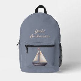 Mochila Impresa Brown Sailing Boat and Name on Gray