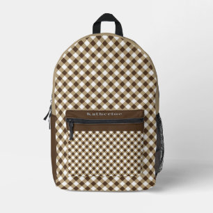 Mochila Impresa Brown White Gingham