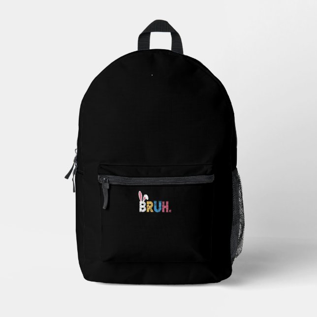 Mochila Impresa Bruh Easter Bunny Cute Meme Para Niños _3 (Anverso)