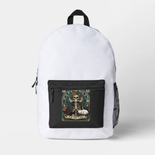 Mochila Impresa Bruja Gatos Halloween Esqueleto Floral Luna Brújul
