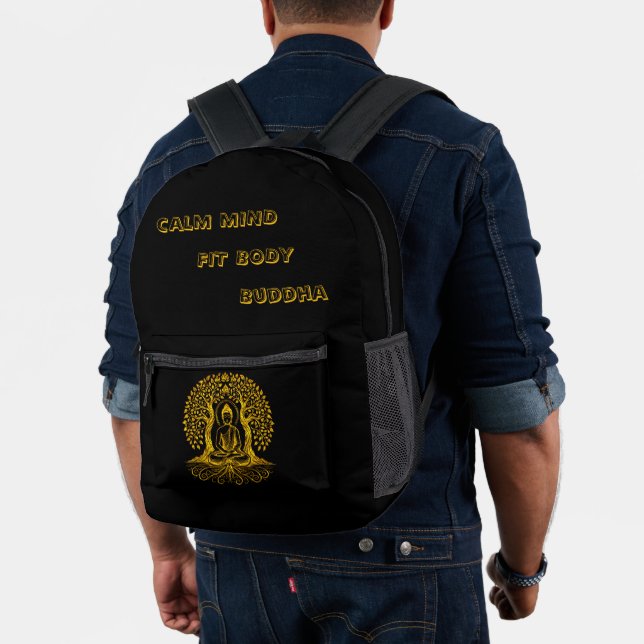 Mochila Impresa Buda de oro meditando entre árboles (Insitu (Modelo))