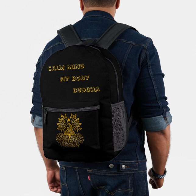 Mochila Impresa Buda de oro rodeado de naturaleza. (Insitu (Modelo))