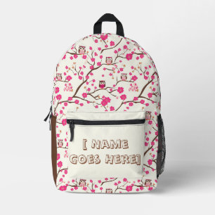 Mochila Impresa Búhos Inteligentes & Flores de Cerezo