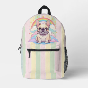 Mochila Impresa Bulldog francés kawaii nubes del cielo arcoiris
