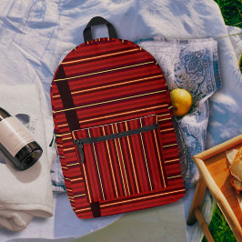Mochila Impresa Burgundy Rojo Dorado Raya Patrón Onda