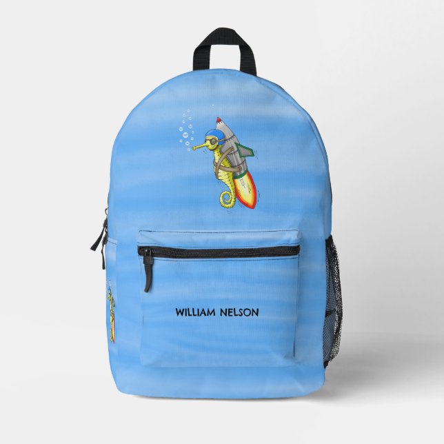 Mochila Impresa Caballito de mar cohete (Anverso)