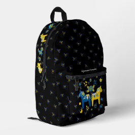 Mochila Impresa Caballo folk dala sueco l azul y amarillo