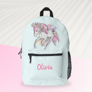Mochila Impresa Caballo Lindo con Flores Chicas Regreso a la Escue