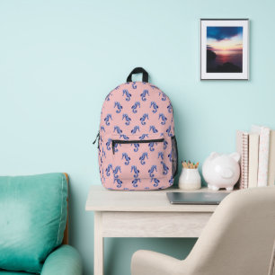 Mochila Impresa Caballos de mar azules pequeños