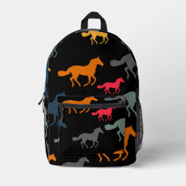 Mochila Impresa Caballos galopantes en negro