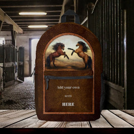 Mochila Impresa Caballos salvajes de cuero falso