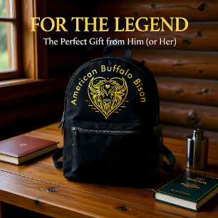 Mochila Impresa Cabeza de búfalo de venado grabada en diseño circu