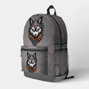 Mochila Impresa Cabeza de lobo majestuosa, terminada en una profun