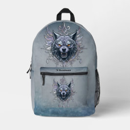 Mochila Impresa Cabeza mística de lobo.
