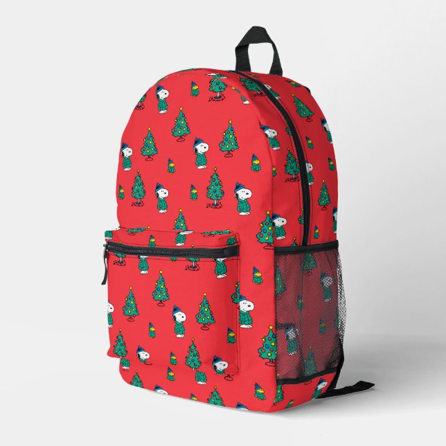 Mochila Impresa Cacahuetes | Patrón de Navidades rojos Snoopy y Wo (Esquina derecha trasera )
