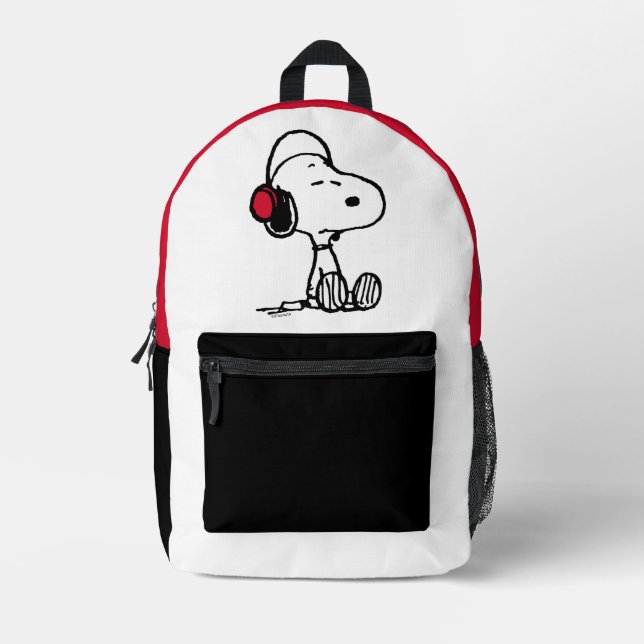 Mochila Impresa Cacahuetes | Snoopia en audífonos (Anverso)