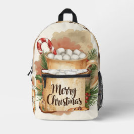 Mochila Impresa Cacao acogedor feliz navidad acebo galleta festiva