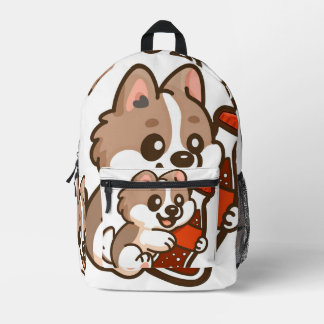 Mochila Impresa Cachorro Adorable Abrazando Botella de Refresco